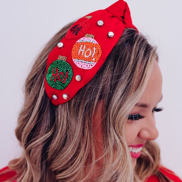 Boho Beaded Christmas Holiday Headband & Matching Acrylic Sparkle Earrings Gift - Picture 13 of 16